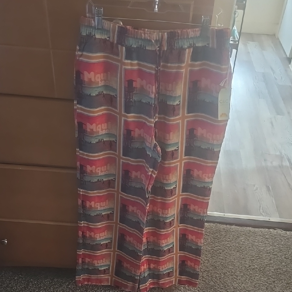 C And C CALIFORNIA Womens Linen Rayon Colorful Pants